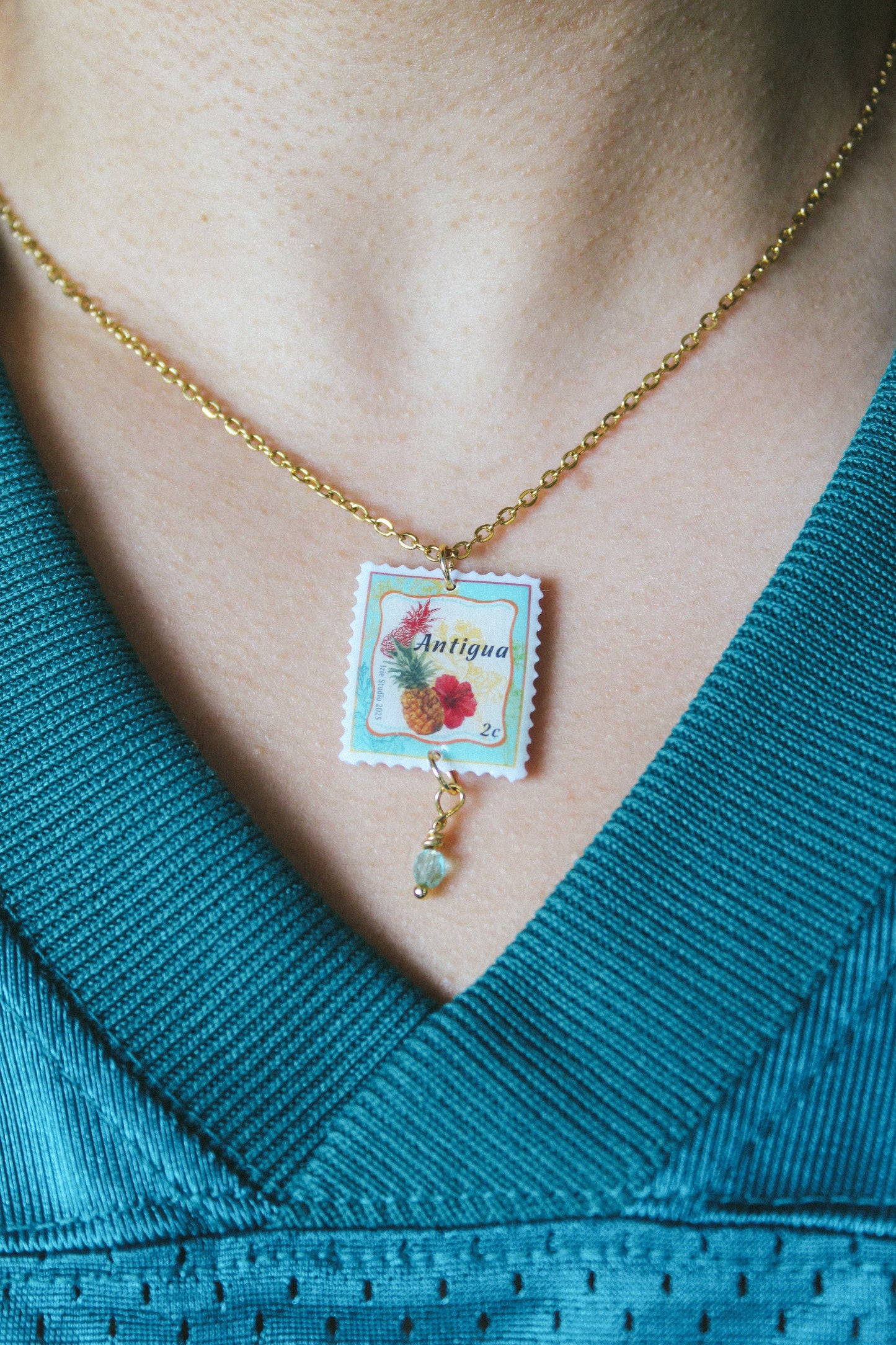 Antigua Pineapple Stamp Necklace