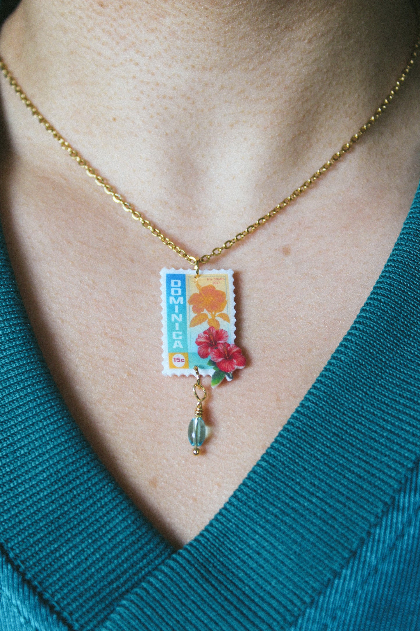 Dominica Flower Stamp Necklace