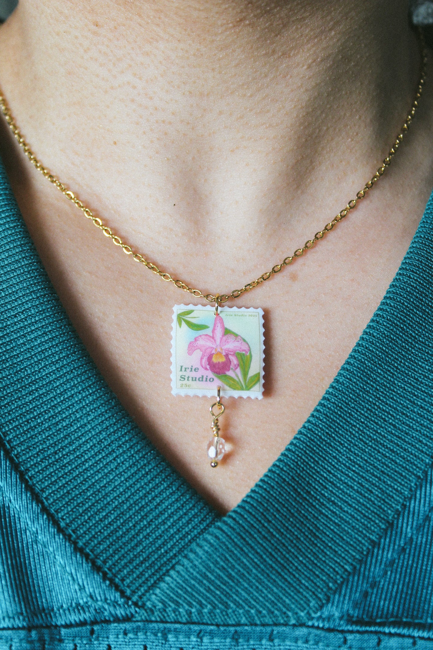 Customisable Orchid Stamp Necklace