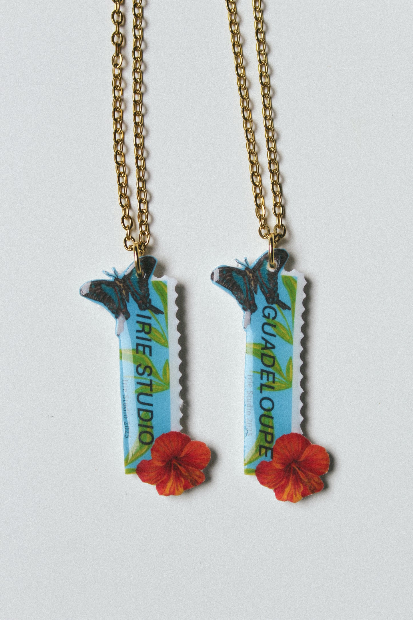 Customisable Butterfly & Hibiscus Stamp Necklace