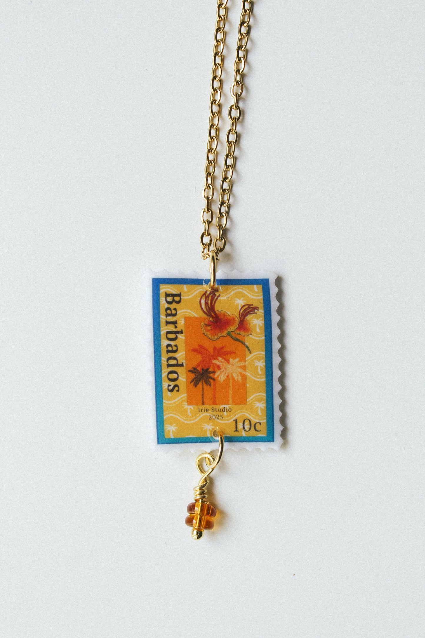 Barbados Palm Tree Stamp Necklace