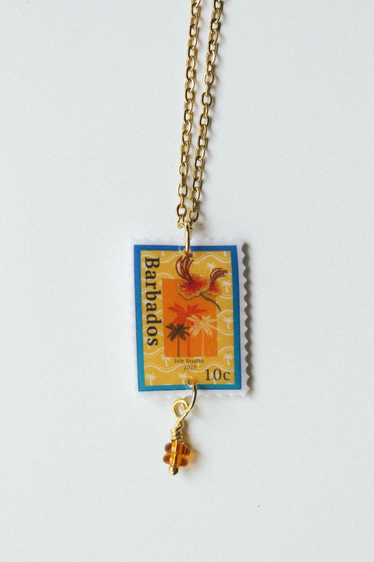 Barbados Palm Tree Stamp Necklace