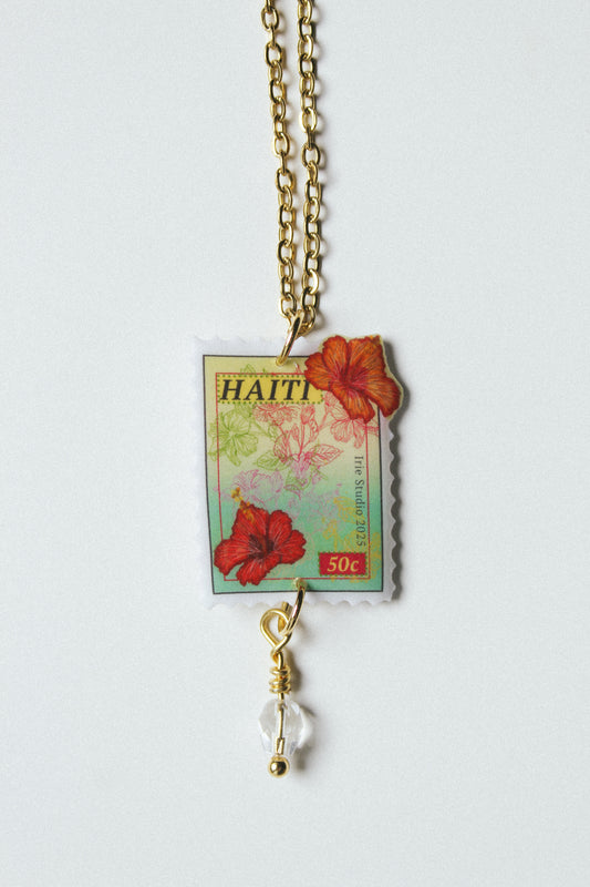 Haiti Flower Stamp Necklace