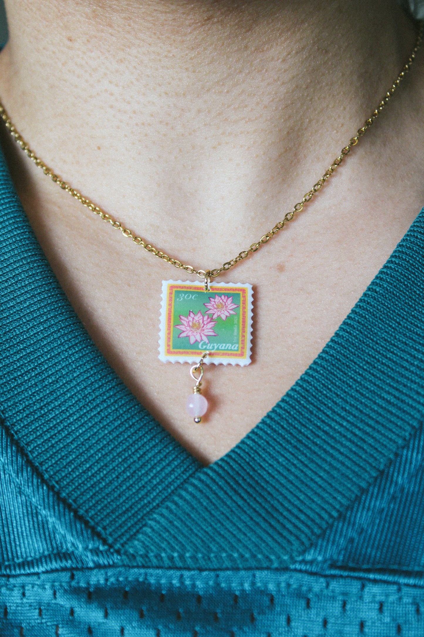 Guyana Flower Stamp Necklace