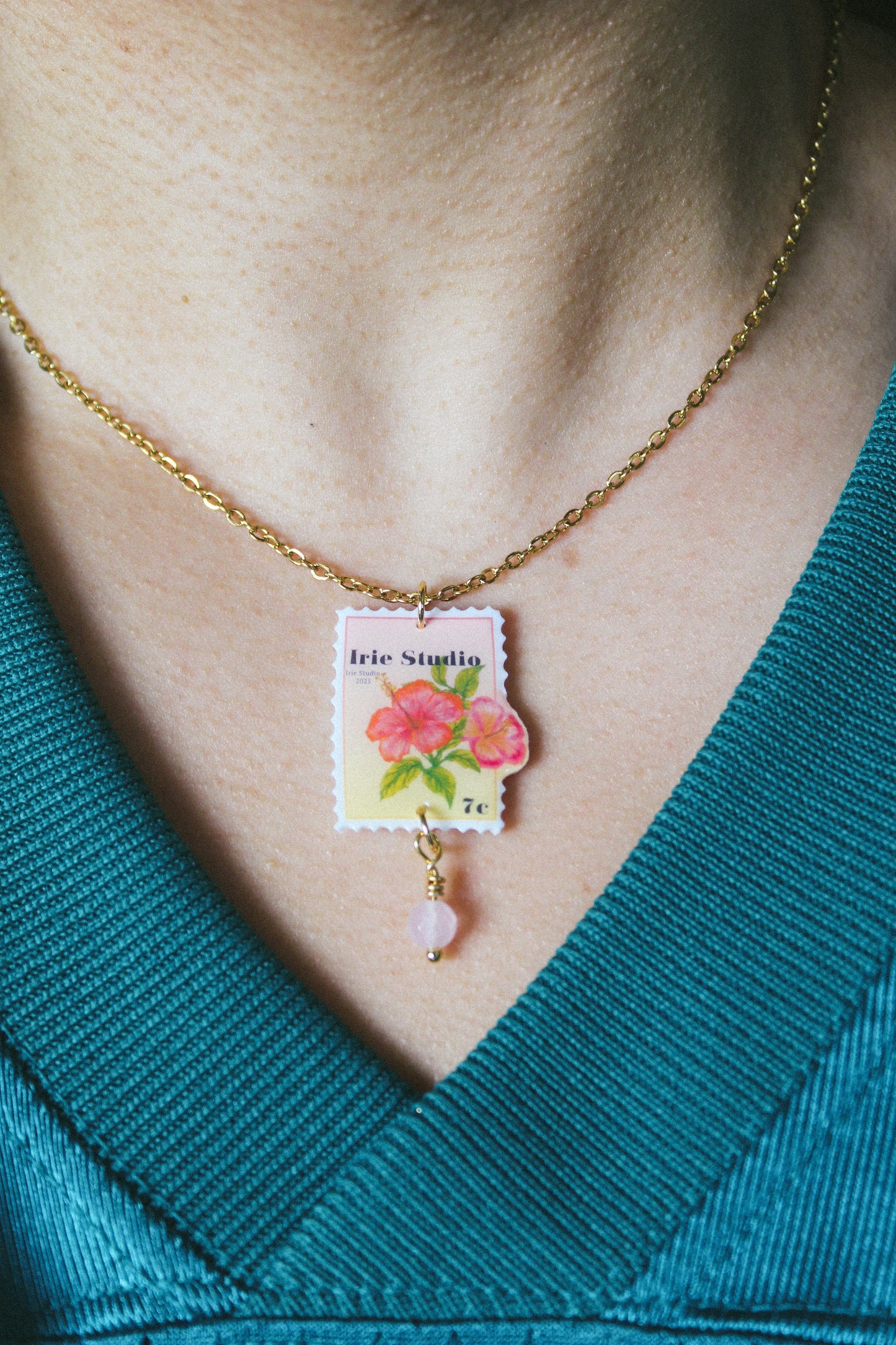 Customisable Hibiscus Stamp Necklace