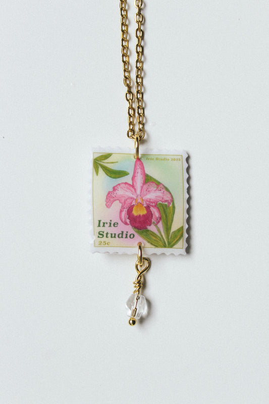 Customisable Orchid Stamp Necklace