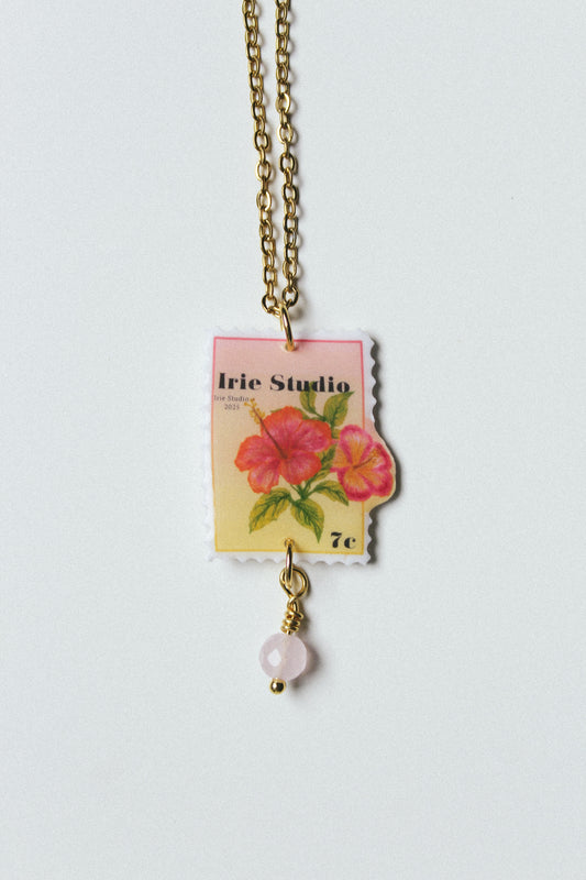 Customisable Hibiscus Stamp Necklace