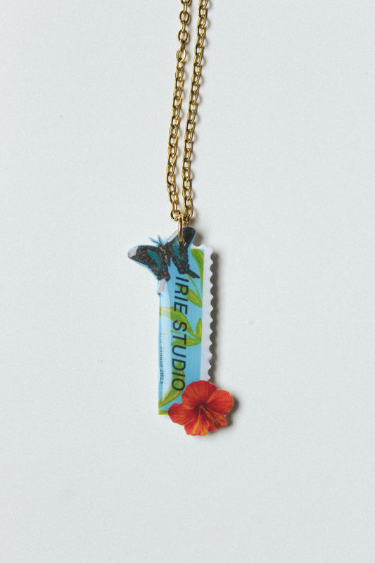 Customisable Butterfly & Hibiscus Stamp Necklace